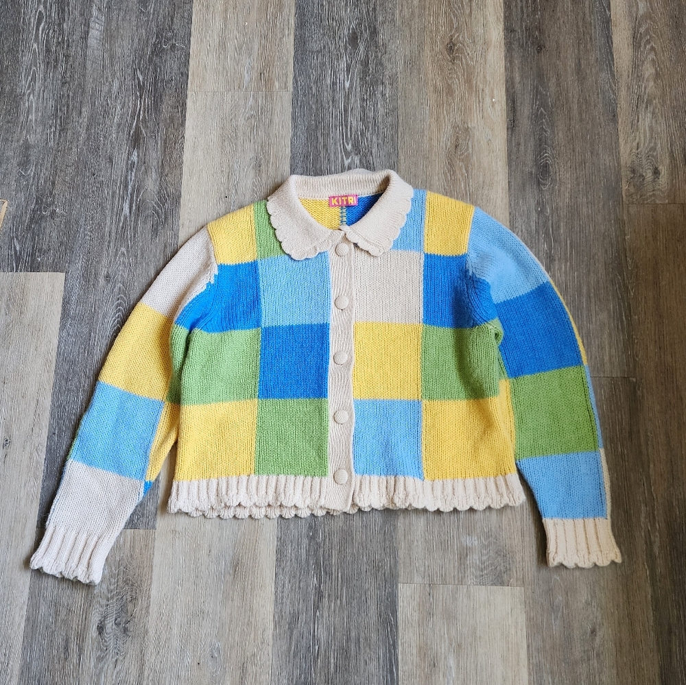 KITRI POLLY BLUE MULTI KNIT CARDIGAN